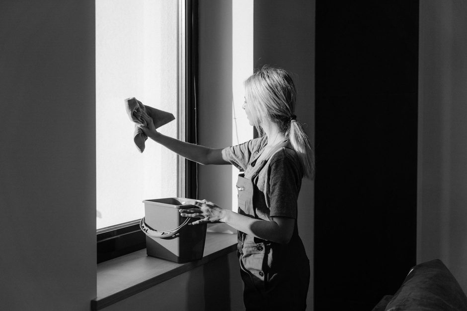 Window cleaner cleaning a window